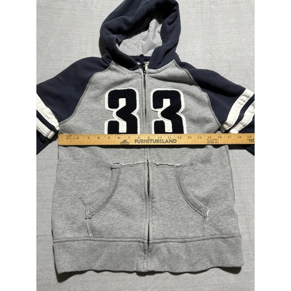 The Children's Place 33 Zip Hoodie Youth Large 10/12 Gray Blue Varsity Jacket